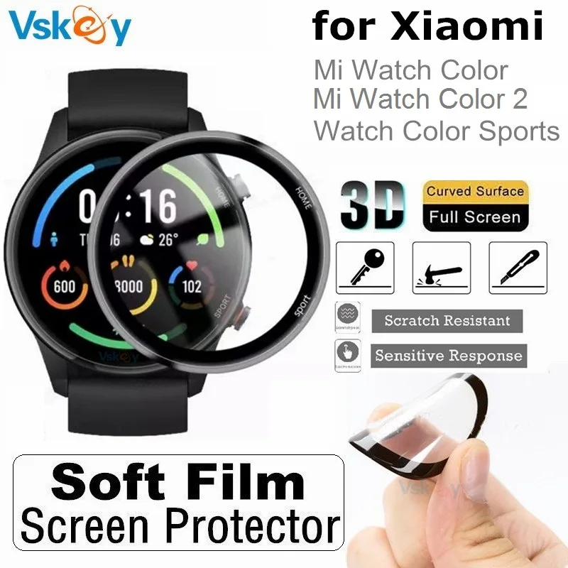 Мягкая 3D Защитная пленка для экрана умных часов Xiaomi Mi Watch Color 2 Sport с полным