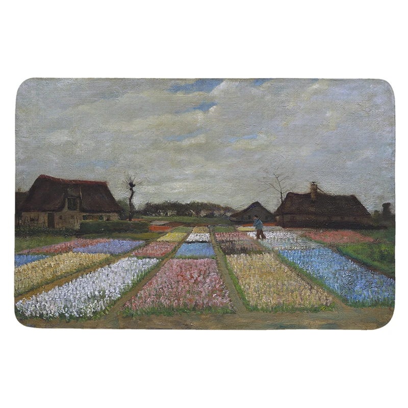 Коралловый бархатный коврик с рисунком Ван Гога в стиле ретро | Дом и сад