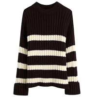jennydave high street vintage striped o neck loose fashion sweaters women pullovers tops england simple winter sweaters women