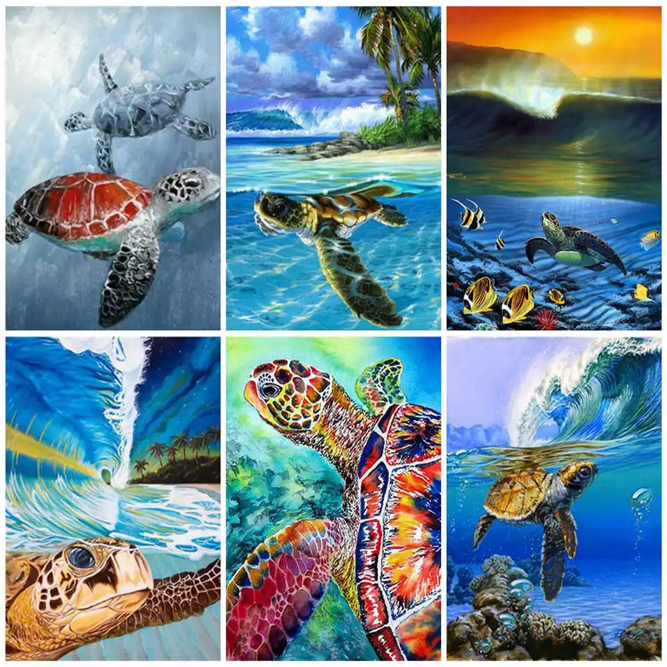 

AZQSD DIY Раскраска по номерам животных Акриловые Краски на холсте Unframe масляной Краски ing по номерам черепаха Наборы ручной Краски ed подарок