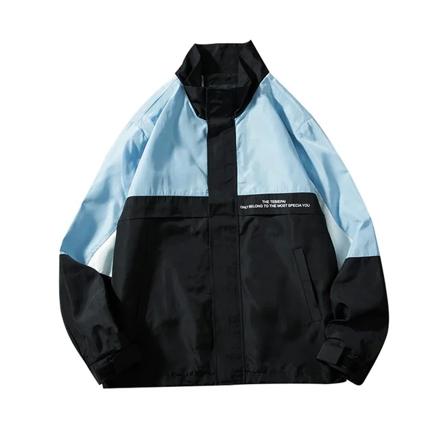 

Hip Hop Mens Windbreaker Jacket Autumn 2021 Fashion Casual Patchwork Loose Mens Large Size Jacket Sportswear Bomber Jackets