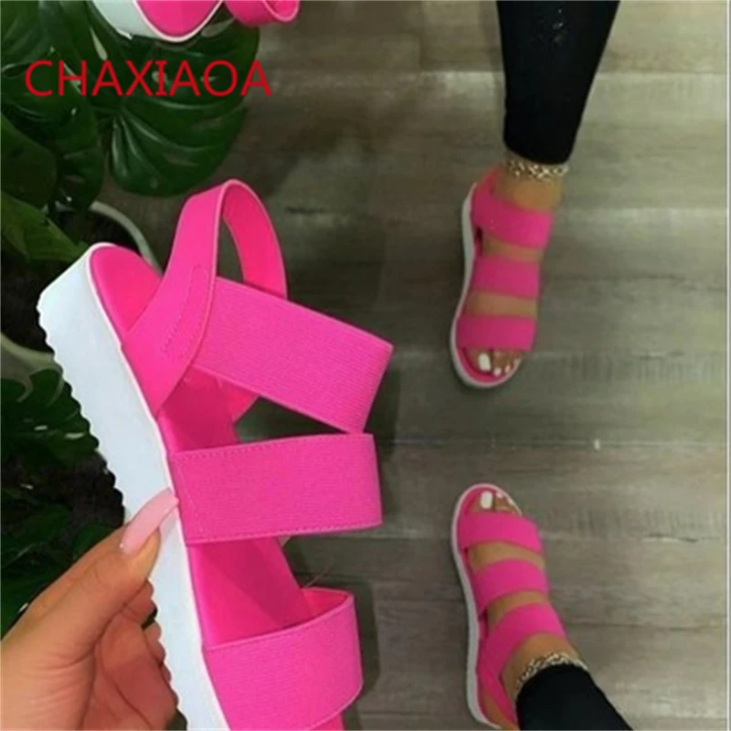 

CHAXIAOA 2021 Runway Women Gladiator Sandals Fashion Slip On Casual Ladies Platform Shoes Woman Summer Breathable Flats Sandals