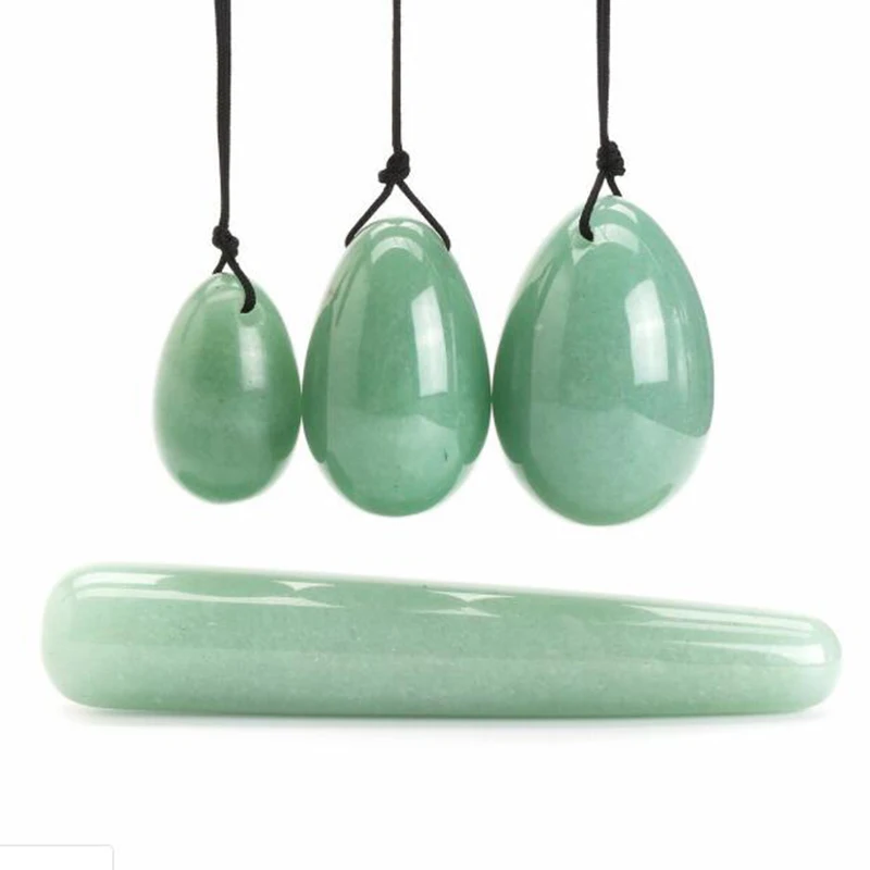 

3Pcs/Set Green Aventurine Quartz Yoni Egg Kegel Exercise + 1Pcs Massage Stick Massage Tool