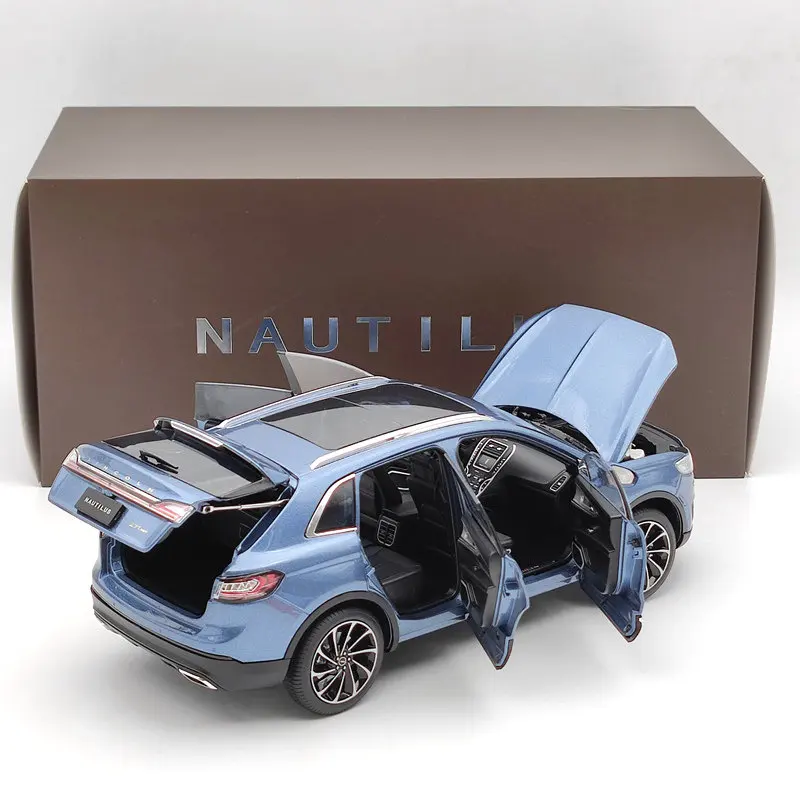 Оригинал 1:18 для L ~ coln Nautilus 2018 Blue Luxury SUV литая модель Модель Коллекция игрушек