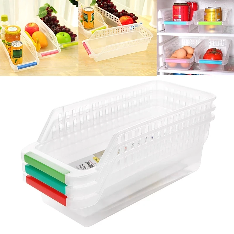 

Kitchen Refrigerator Organizer Trays Bins Pantry Cabinet Storage Box Fridge Fruits Vegetables Containers Kitchen Storage Baskets