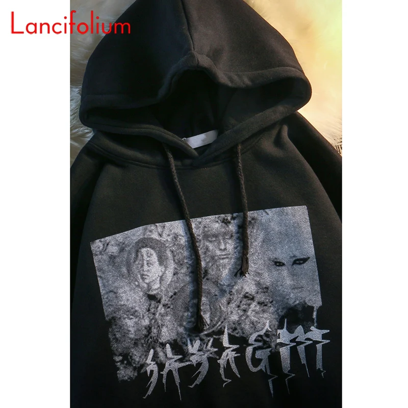 Y2k Oversized Emo Korean Fashion Harajuku Gothic Hoodie Sweetshirts Vintage Women 2021 Japanese Streetwear Pullovers Grunge Goth