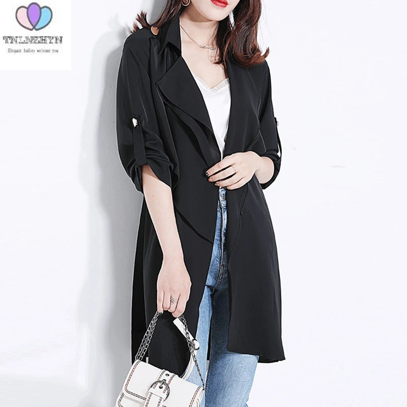 Новая Осенняя ультратонкая ветровка верхняя одежда для женщин средней длины