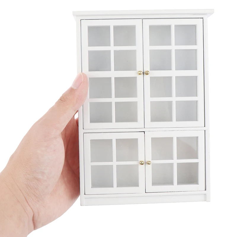 

1:12 Dollhouse Miniature White Wood Cupboard Shelf Furniture Model