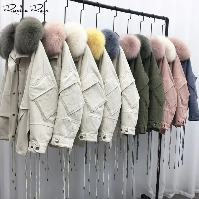 2019 Новая женская Настоящая меховая парка пальто со съемным кроличьим мехом