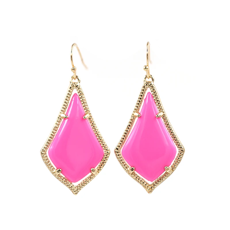 Удивительное Качество ярко-розовые полимерные гладкие висячие серьги в форме