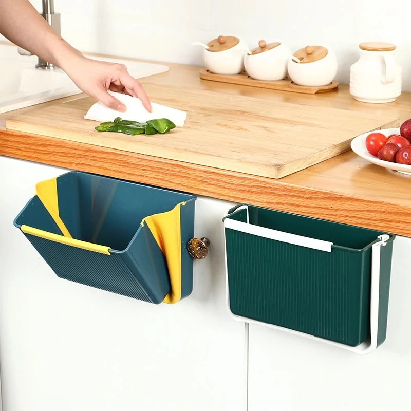 

Kitchen Household Wall-Mounted Folding Trash Storage Bin Car Multifunctional Hanging Square Storage Trash Bin