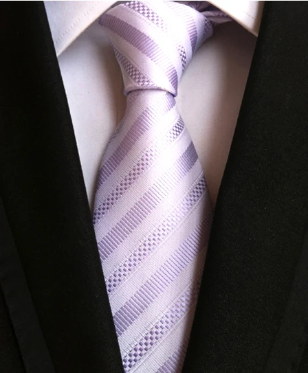 

8cm Designer Striped Tie Light Purple Stripes Necktie