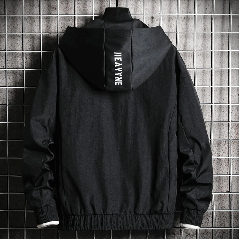 Мужская однотонная куртка с капюшоном осенне-Весенняя Свободная верхняя одежда