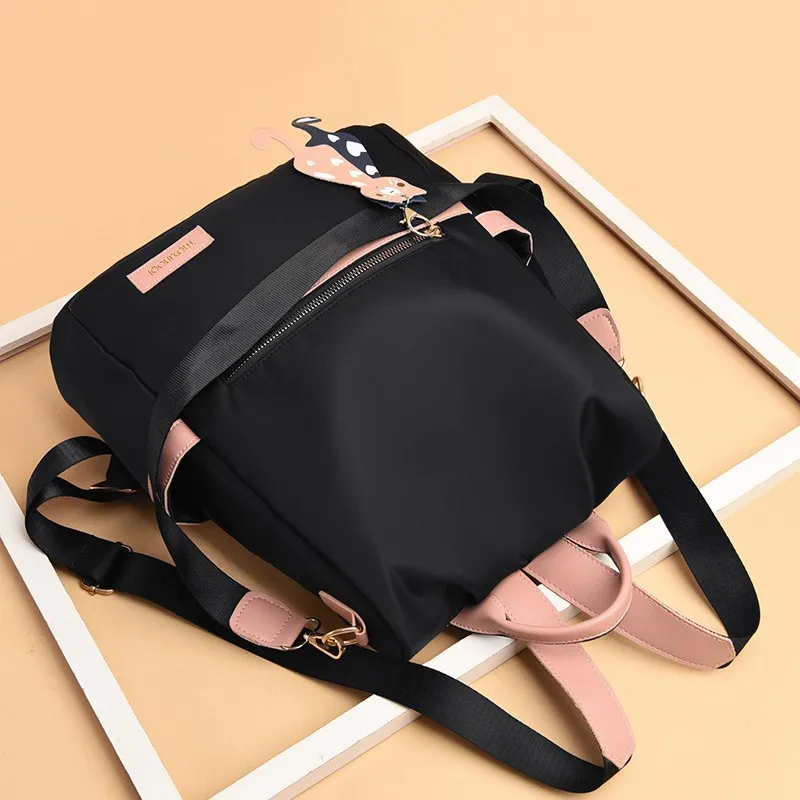 

Casual Oxford Backpack Women Black Waterproof Nylon School Bags For Teenage Girls High Quality Fashion Travel Tote Packbag