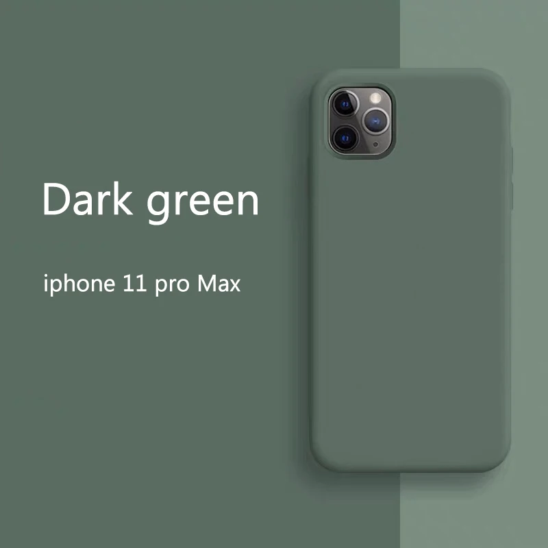 Жидкий силиконовый чехол для iphone 11 pro max X XS XR для iphone 6 7 8 Plus Мягкий тонкий полное покрытие 9-цвет чехол s - Цвет: Dark green