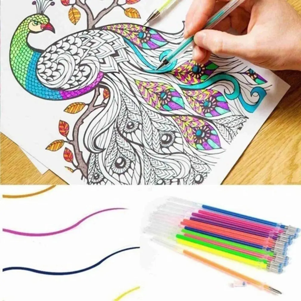 

100PCS/SET Non-Toxic Gel Pen Refill Multi Colored Painting Gel Ink Ballpoint Pens Refills Rod School Stationery