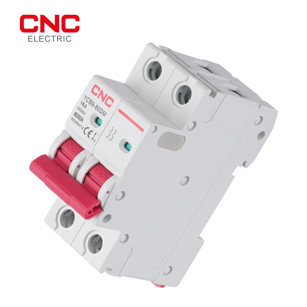 CNC YCB9-80DM 2P DC MCB 6KA 500V Mini автоматический выключатель 16A 20A 25A 32A 40A 50A для системы PV |