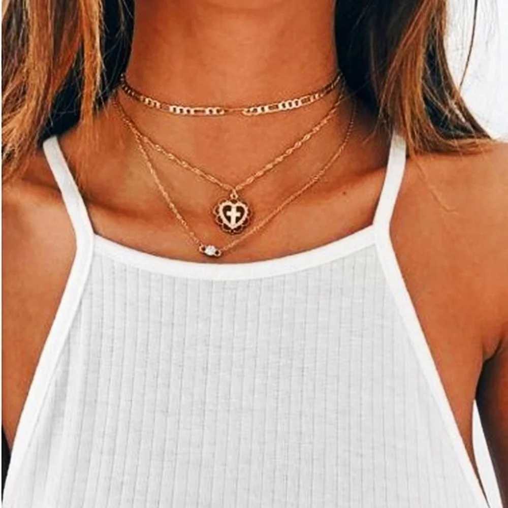 

Bohemia Multilayer Necklaces Sets For Women Moon Elephant Cross Grunge Simple Necklace Jewelry Fashion 2021 Necklace Wholesale