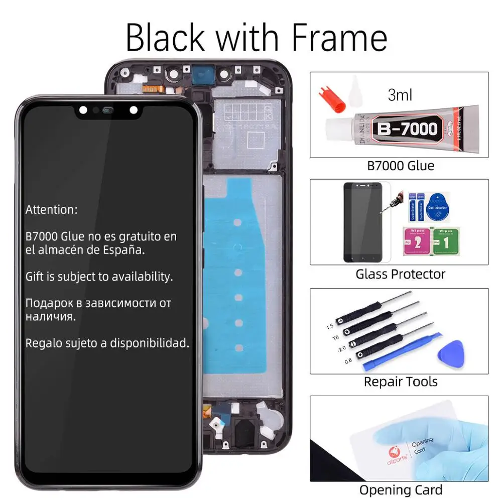 Black with Frame 6,3 дюйма, 1080 P, ЖК-дисплей для huawei mate 20 Lite, сенсорный экран, Замена для huawei mate 20 Lite, ЖК sne lx1 sne-lx1 - Цвет: Black with Frame