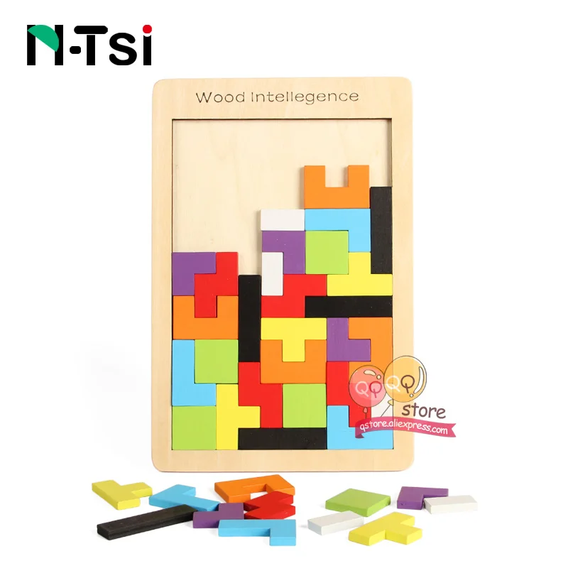 N-Tsi 40 шт. красочные деревянные интеллектуальные головоломки игры Развивающие игрушки для детей подарок