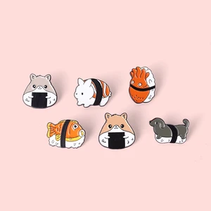 Sushi Animal Enamel Pin Cute Kawaii Food Fun Brooches Badges for Bag Hat Backpack Girl Boy Accessori in India