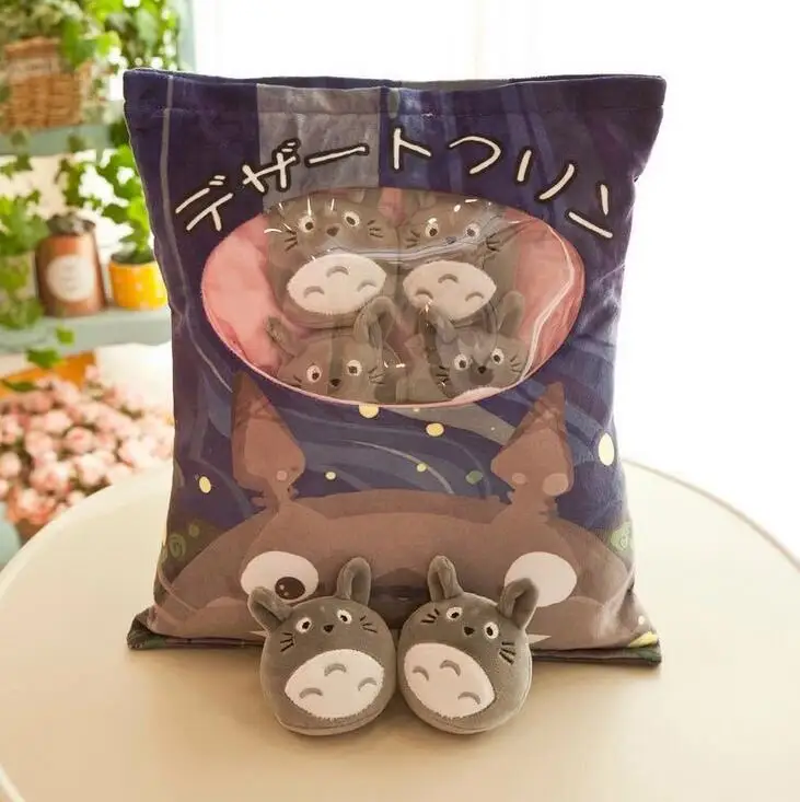 Kawaii Cartoon creative dinosaur totoro snack pillow bag 8pcs Doll Plush Toy Gifts Pillow Food | Игрушки и хобби