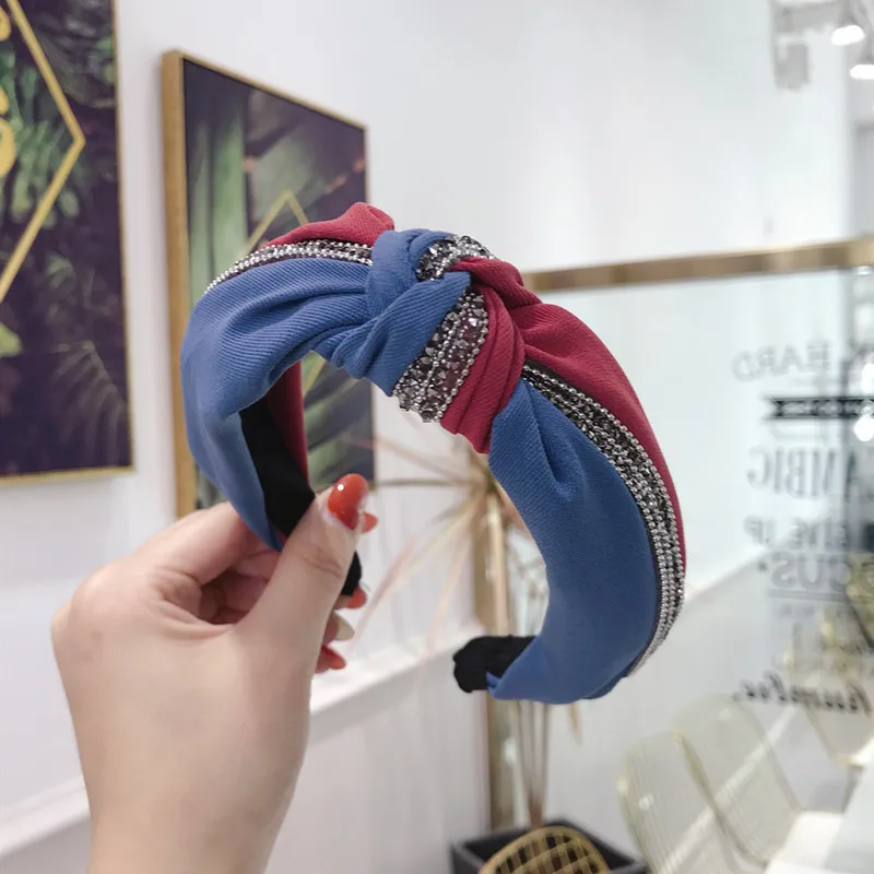 Красочные Кристальные повязки с узелком для женщин ободок бантиком аксессуары