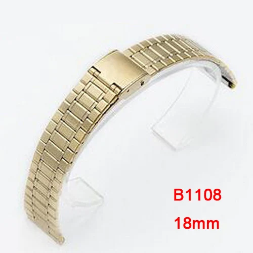 B1108 10 мм, 12 мм, 14 мм, 16 мм, 18 мм, нержавеющая сталь, ремешок для часов, браслет для часов, застежка-бабочка, серебряная пряжка для женщин и мужчин - Цвет ремешка: B1108