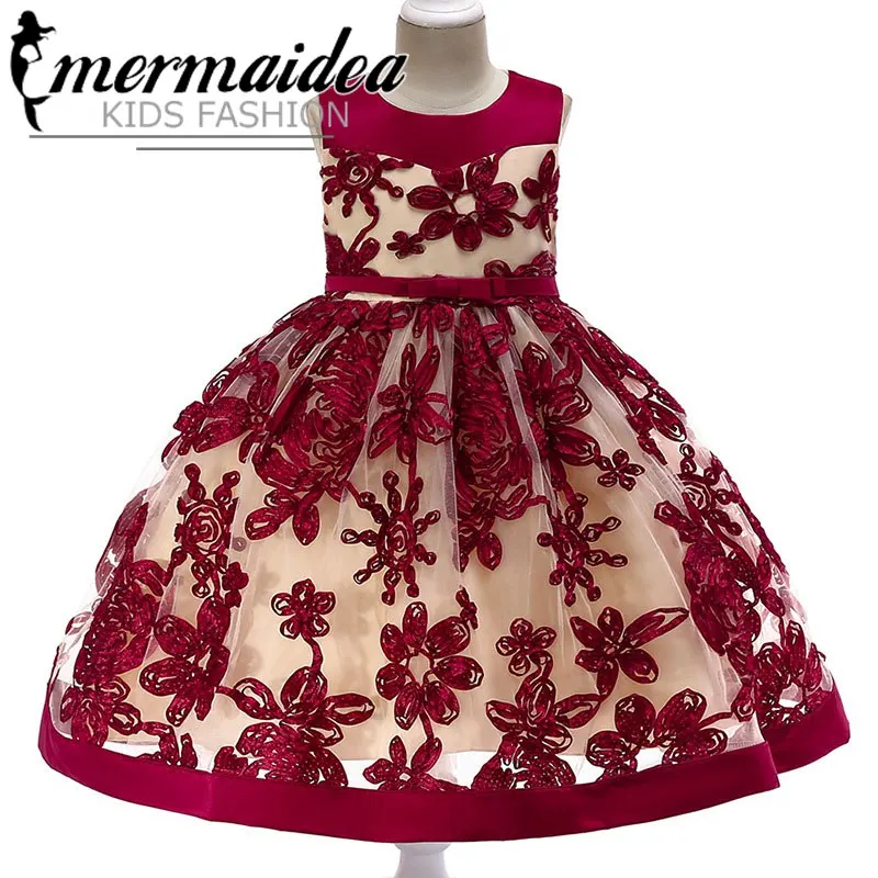 Платье принцессы с объемным цветком для маленьких девочек элегантное детское