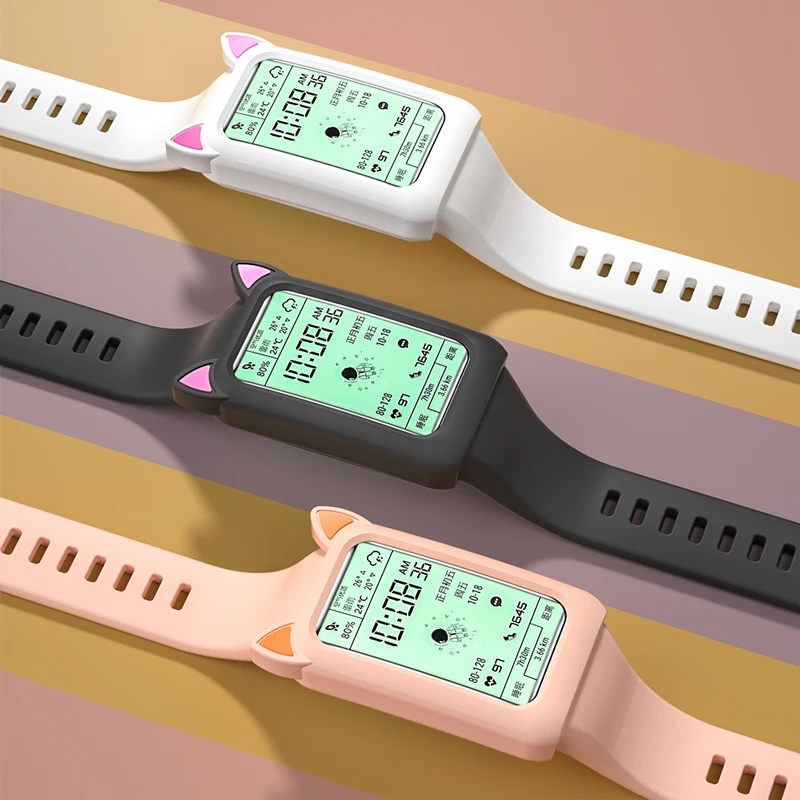Чехол для HUAWEI HONOR Band 6 с изображением кота + силиконовый ремешок милый мультяшный