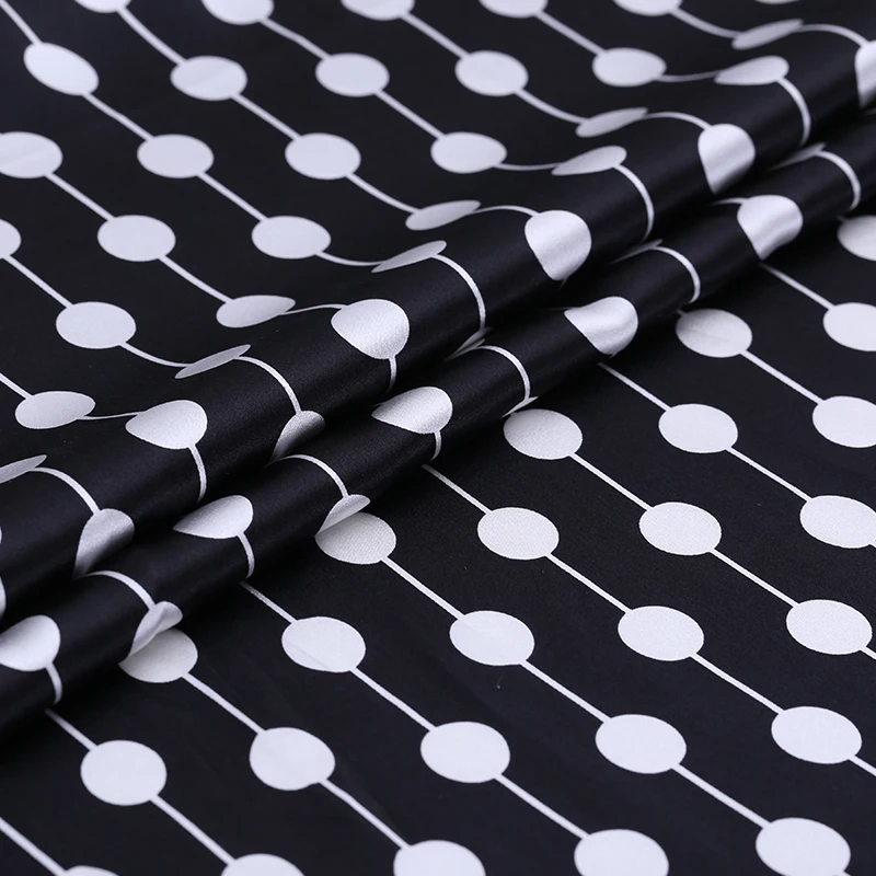 120 см широкая шелковая ткань сатин-стрейч метр волна точка с принтом атласная