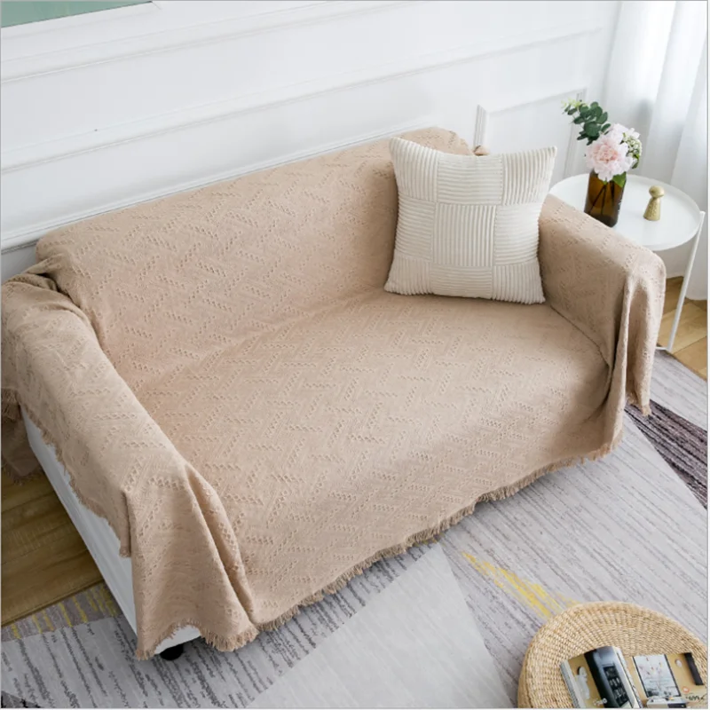 

Sofa blanket, knitted bed covers, photo props, tassel, air conditioning blanket, robust mesh