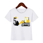 Футболка для мальчиков с принтом в виде бульдозера на день рождения 1-8, Детская летняя футболка, детский подарок на день рождения с изображением бульдозера, милая одежда