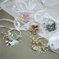 high quality wedding corsages handmade crystals butterfly bridesmaids flower girl wrist bracelet bridal accessories