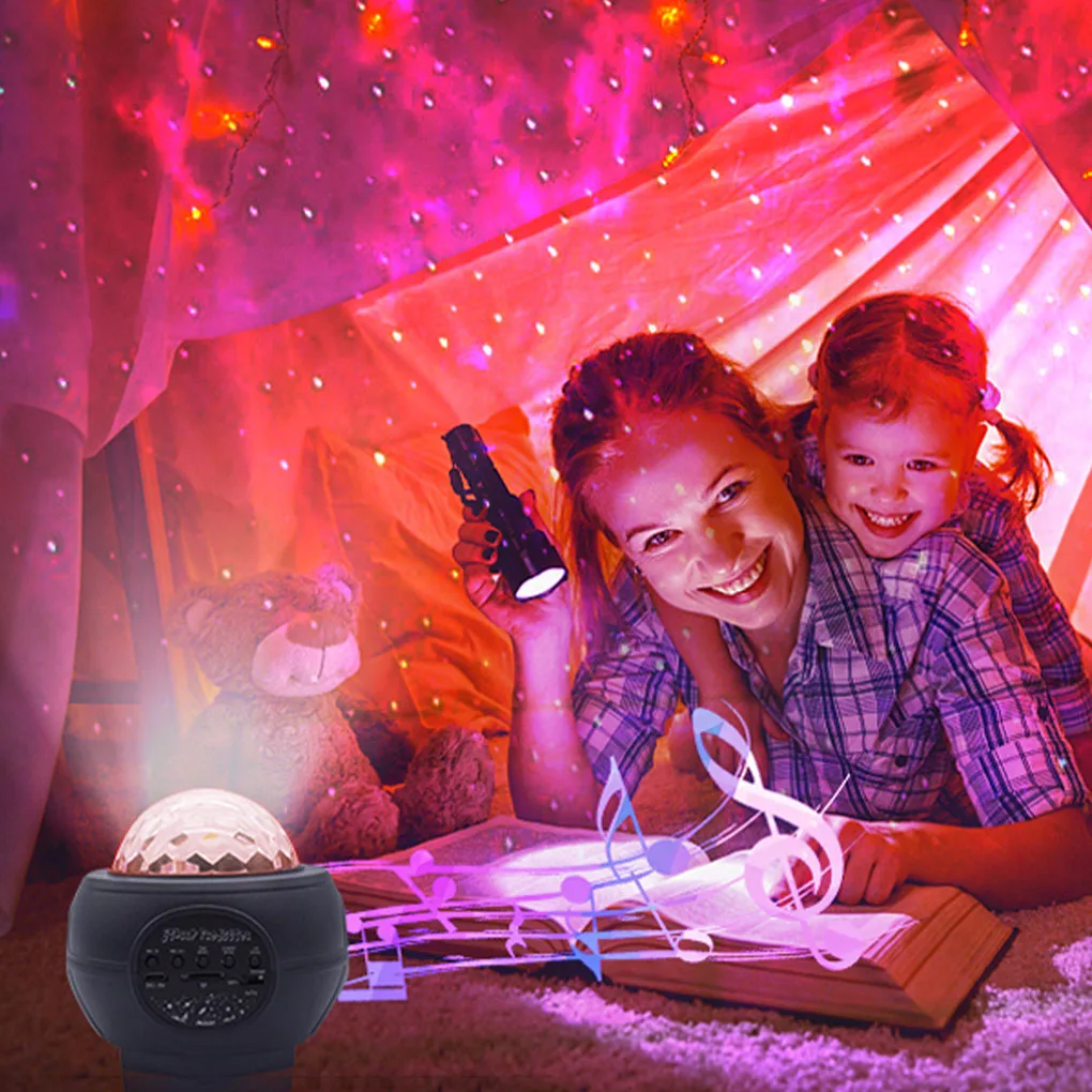 D2 Colorful LED Star Starry Sky Light Projector Rotating Ocean Wave Night Light Music USB Nebula Lamp Galaxy Light images - 6