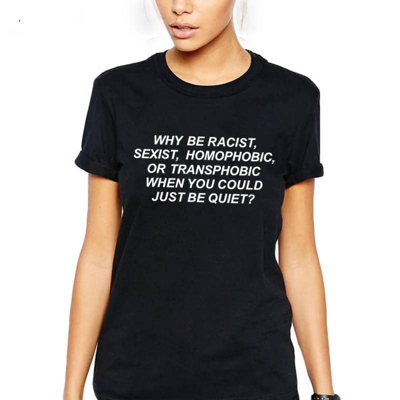 Футболка Why Be racist топ футболка в стиле панк женская с буквенным принтом и коротким