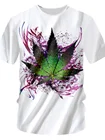 Футболка Мужскаяженская с 3D-принтом, шелковая с коротким рукавом, круглым вырезом и принтом зеленых конопляных листьев, индивидуальная мода, для пар, лето