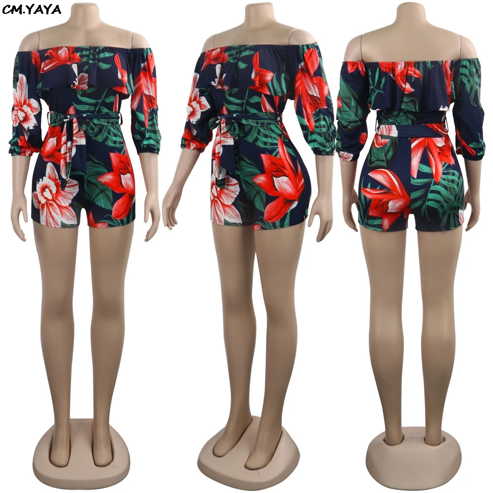 2019 для женщин цветочный принт в полоску с открытыми плечами рукавом бабочкой