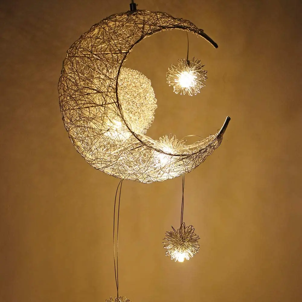 Modern Creative Pendant Light Moon Star Suspension Kids Bedroom Hanging Lamp Christmas Decorations For home Fixture Lighting LED