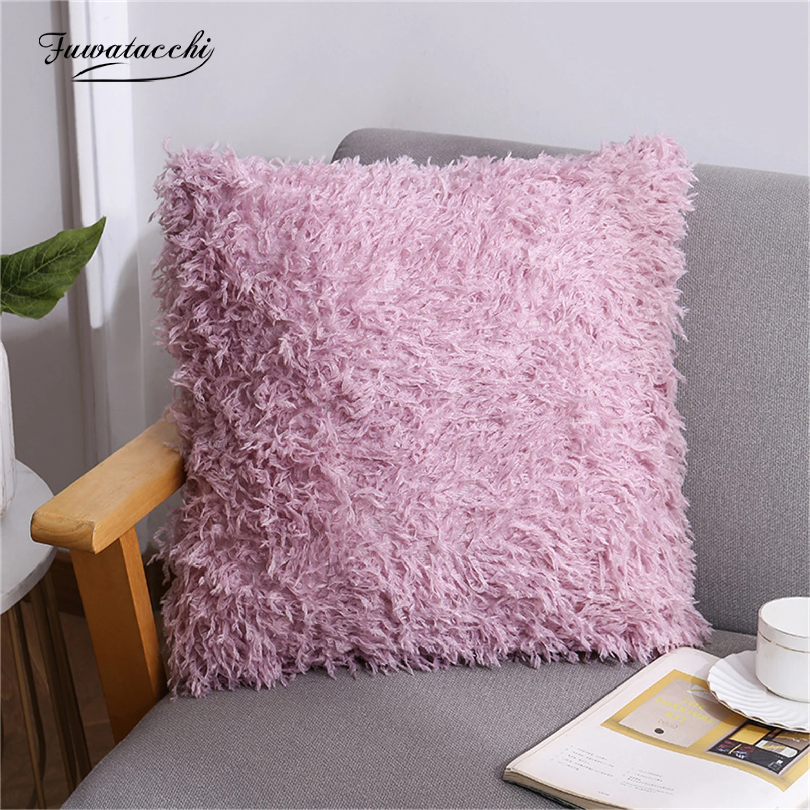 

Fuwatacchi Plush Cushion Cover Home Decor Pillow Case Living Room Bedroom Sofa Pillowcase Shaggy Fluffy Pillow Cover Funda Cojin