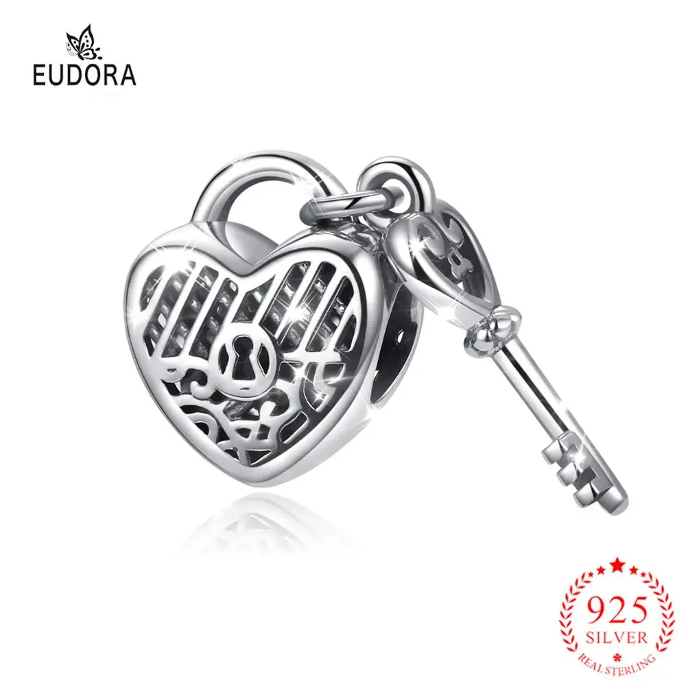 EUDORA 925 пробы серебро сердце крест бусины оригинал для браслета изготовления
