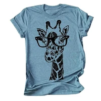 summer giraffe drawing t shirts 2020 new for women cartoon casual t shirt lady short sleeve tops tees shirt female clothing