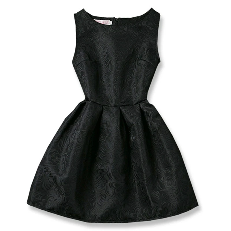 Black dress Летняя одежда для маленьких девочек платье трапециевидной формы синие детские платья принцессы с цветочным рисунком для девочек 6, 10, 12 лет, повседневные платья vestido infantil - Цвет: Black dress