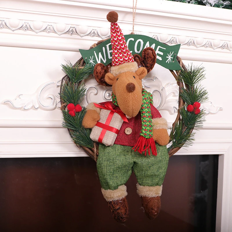 

рождественский венок елочные игрушки гирлянда на окно декор дома гирлянда новогодняя Санта-украшение новый год 2021 декор венок на дверь нов...