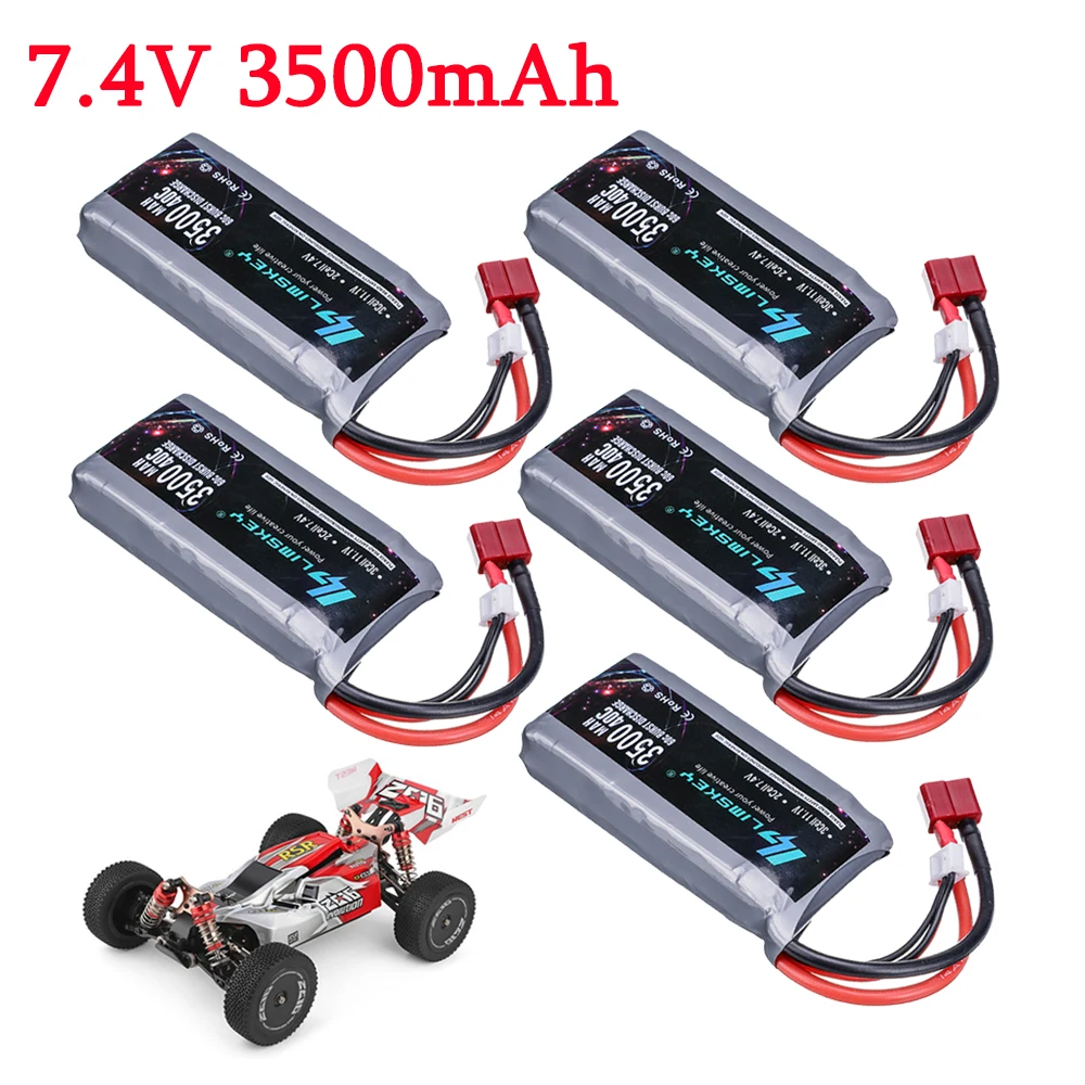 

7.4V battery For Wltoys 144001 car 2s 3500mah lipo battery T Plug for Wltoys 144001 12423 12428 104001 124018 RC car battery