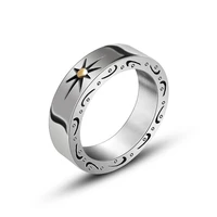 megin d new vintage simple personality sun flower titanium steel rings for men women couple friend fashion design gift jewelry