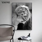 Плакат Серый Лев для влюбленных Современные Африканские Дикие животные на холсте Черно-белые художественные принты настенные картины для гостиной