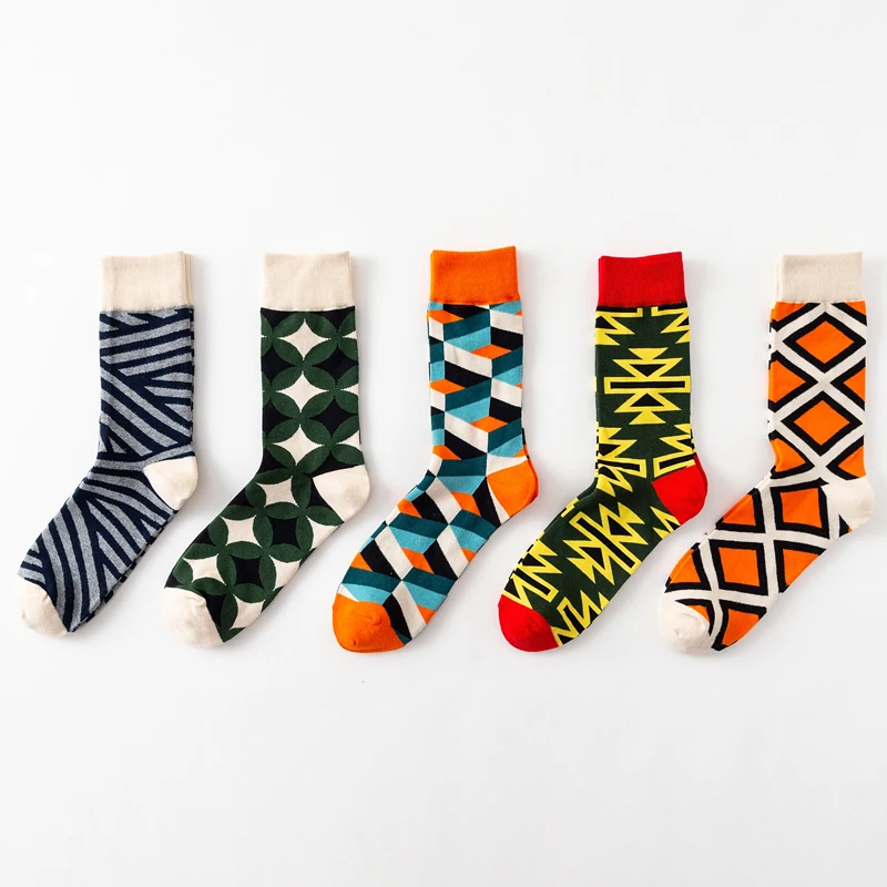 Многие счастливые мужские и женские хлопковые Повседневные носки для дня