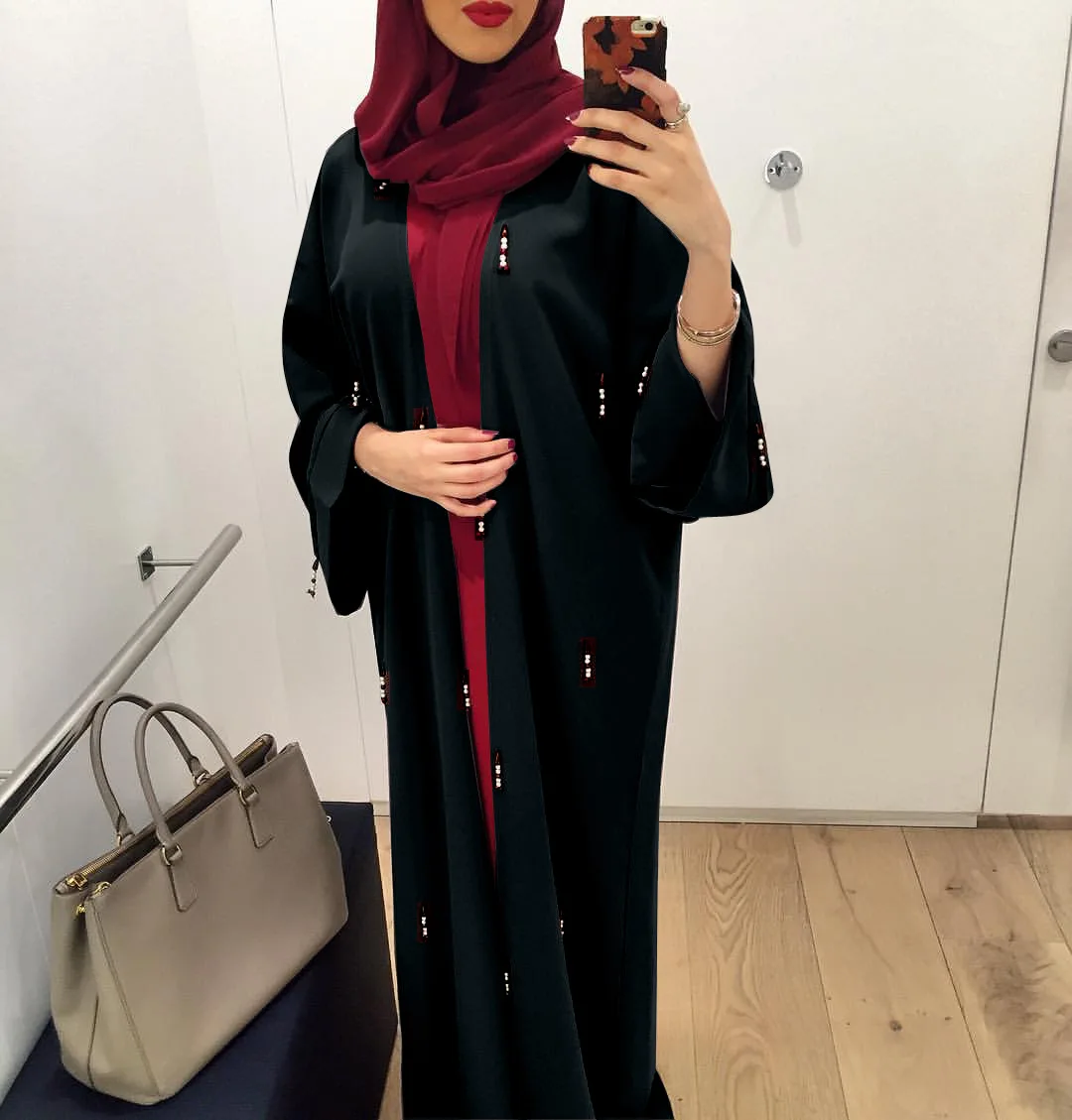 

Middle East Islamic Dubai Oman Women's Beaded Cardigan Robe Muslim Dress Abaya Turkey Eid Muslim Fashion Long Dress Donsignet