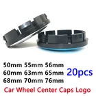 20 шт. 76 мм 70 мм 68 мм 65 мм 63 мм 60 мм 56 мм 55 мм 50 мм черный логотип ступицы автомобильного колеса центральные колпачки Крышка обода значок эмблема аксессуары